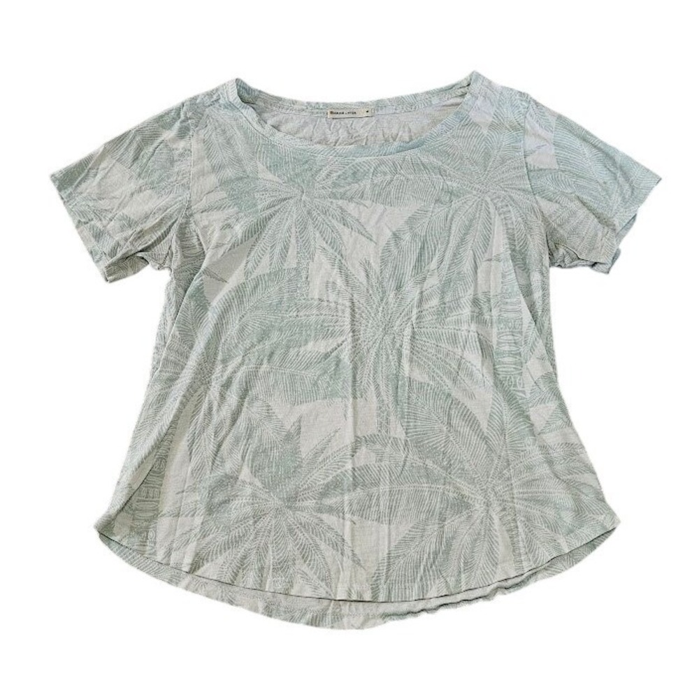 Marine Layer T-Shirt Womens Medium Green Tropical Print Scoop Neck Short Sleeve